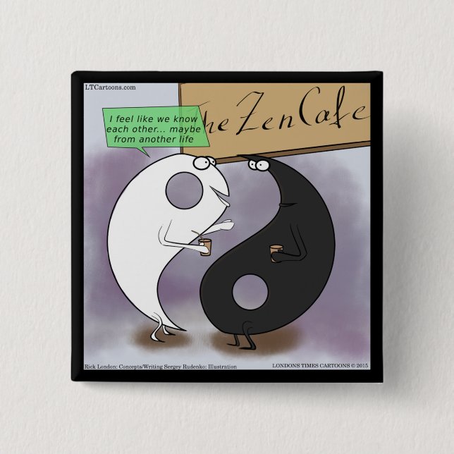 Yin Meets Yang Zen Funny Button (Vorderseite)