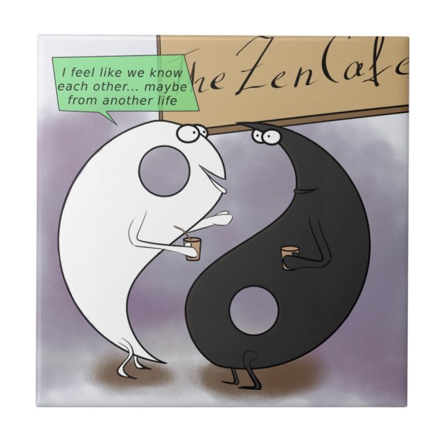 Yin Meets Yang Zen Funny Fliese (Vorderseite)