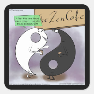 Yin trifft Yang Zen Lustig Quadratischer Aufkleber