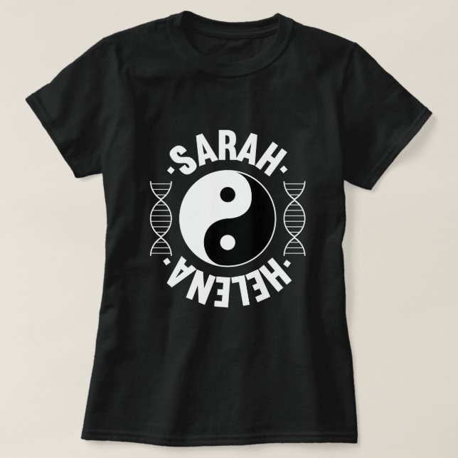 Yin u. Yang - Sarah- u. Helenawaisenschwarzes T-Shirt (Design vorne)