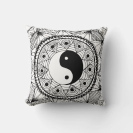Yin u. Yang-Schwarzes Kissen