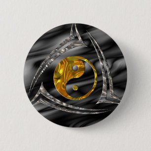 Yin u. Yang/Stammes- - Goldsilber Button