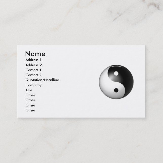 Yin u. Yang-Visitenkarte Visitenkarte (Vorderseite)