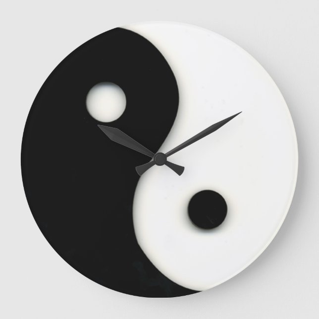 Yin u. Yang-Wanduhr-Schwarzes u. Weiß Große Wanduhr (Vorderseite)