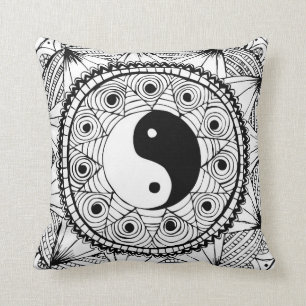Yin u. Yang-Weiß Kissen