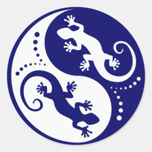 YIN u. YANGGeckos weiß + Ihre Idee Runder Aufkleber