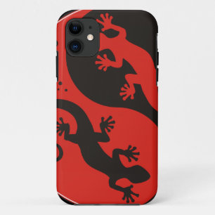 YIN u. YANGGeckosschwarzrot + Ihre Hintergrundidee iPhone 11 Hülle