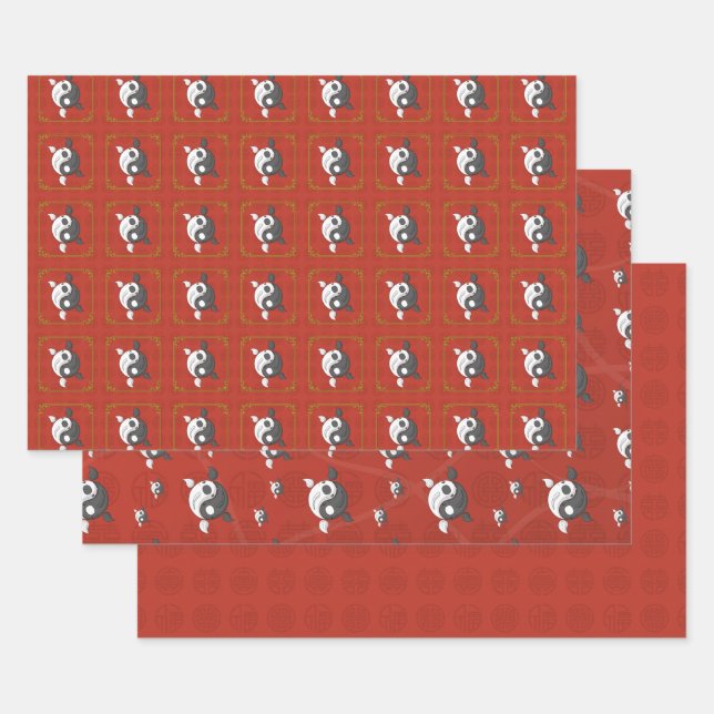 Yin und Yang das Koi Wrapping Paper Set Geschenkpapier Set (Set)