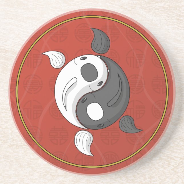Yin und Yang der Koi Sandstone Untersetzer (Vorne)