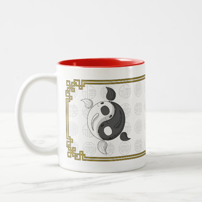 Yin und Yang die Koi-Tasse Zweifarbige Tasse (Links)