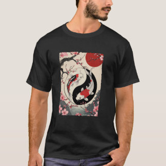 Yin und Yang japanischer Koi-Karpfenfisch Kirschbl T-Shirt