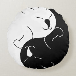 Yin und Yang-Katzen - rundes Kissen