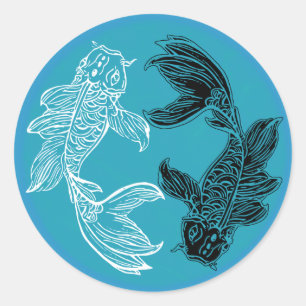 YIN und YANG Koi Runder Aufkleber