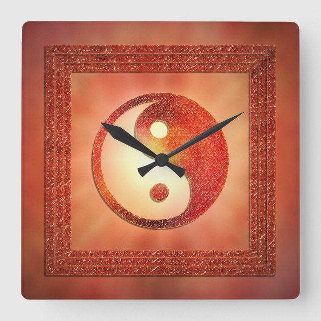 Yin und Yang Quadratische Wanduhr (Vorderseite)
