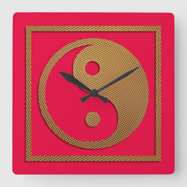 Yin und Yang Quadratische Wanduhr (Vorderseite)