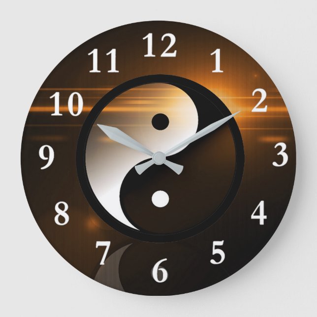 Yin und Yang Round Wall Clock Große Wanduhr (Vorderseite)