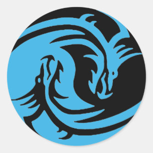 Yin und Yang-Set Drachen Stammes- Schwarzes und Runder Aufkleber