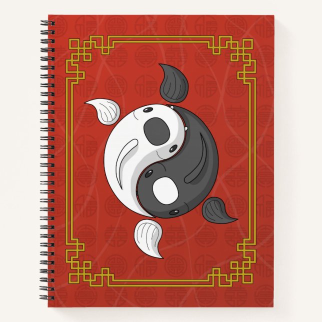 Yin und Yang the Koi Spiral Notebook Notizbuch (Vorderseite)