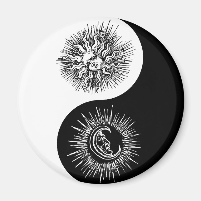 Yin und Yang-Zeichen - Sonne vs Mond Magnet (Vorne)