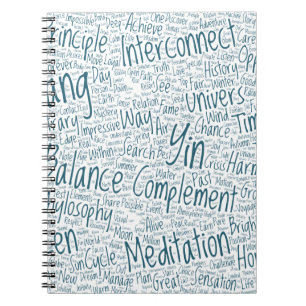 Yin Yan Nuage de Mots Text Interconnection Notizblock