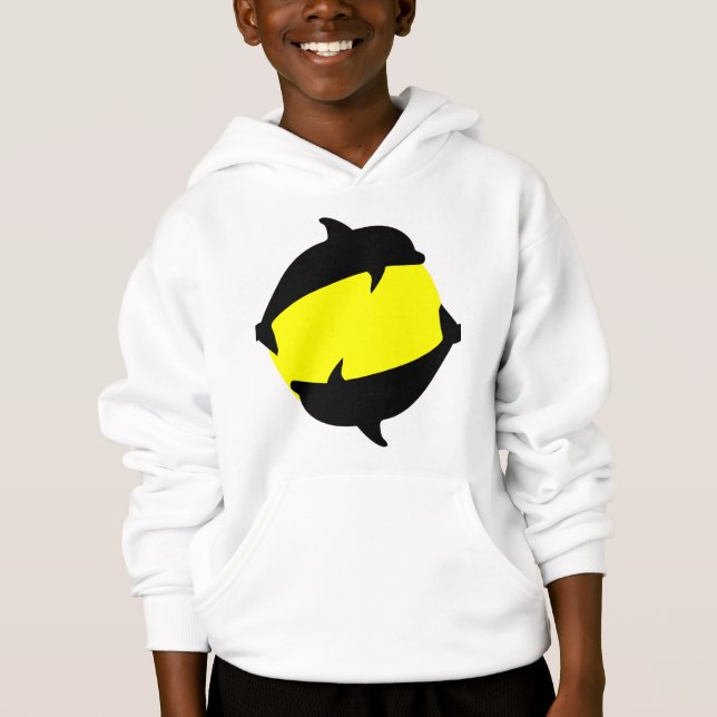 Yin Yand niedliche Delfine auf der Sonne Hoodie (Vorderseite)