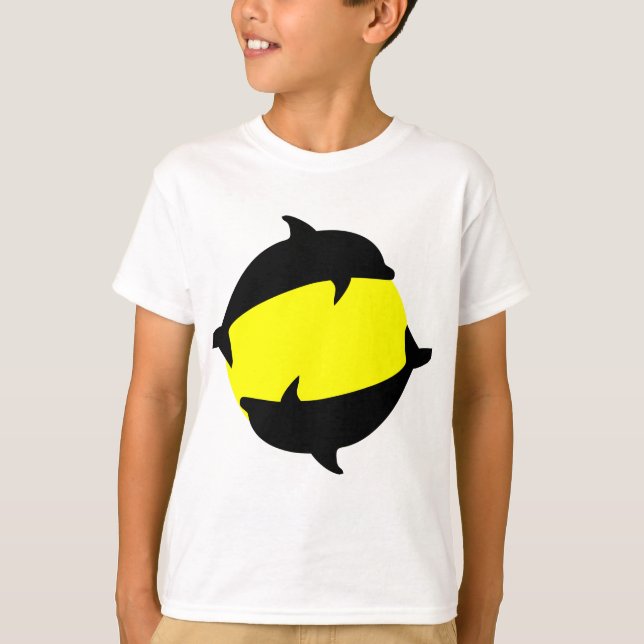Yin Yand niedliche Delfine auf der Sonne T-Shirt (Vorderseite)
