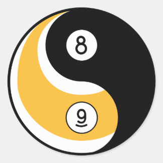Yin Yang 8 Ball 9 Ball Symbol - Billard Spiel Runder Aufkleber