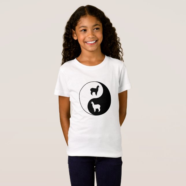 Yin Yang Alpaka-Kunst T-Shirt (Vorne ganz)