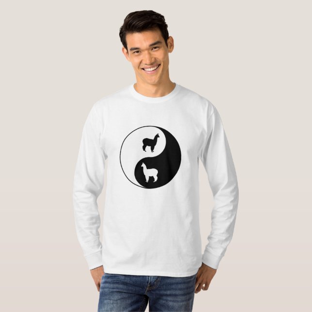 Yin Yang Alpaka-Kunst T-Shirt (Vorne ganz)