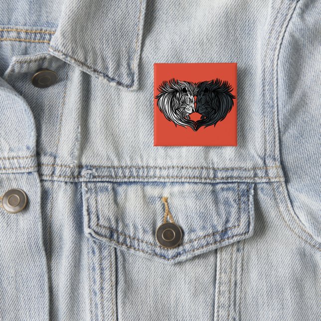 Yin Yang Animal Art, Kampf gegen Löwen Button (Beispiel)