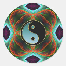 Yin Yang Aqua Green Fraktal Art Sticker