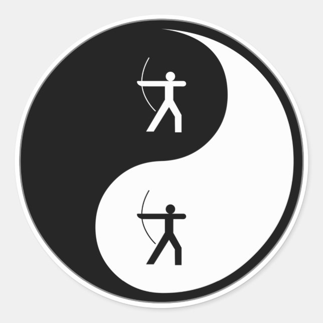 Yin Yang Archery Runder Aufkleber (Vorderseite)