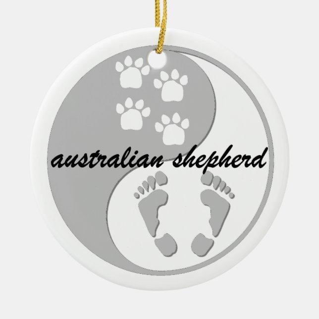 yin Yang-Australierschäfer Keramikornament (Vorne)