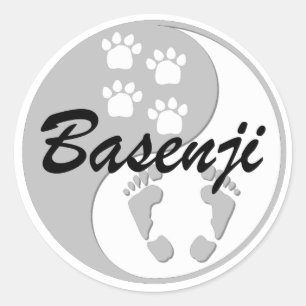 yin Yang basenji Runder Aufkleber