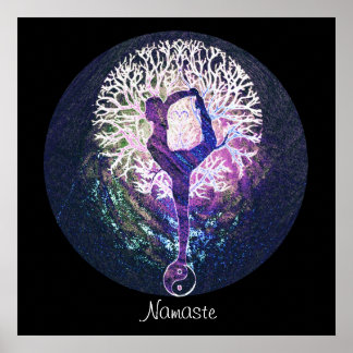 Yin Yang, Baum des Lebens, Namaste Yoga Poster