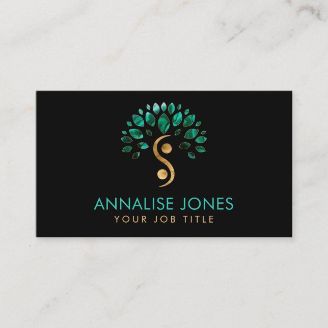 Yin Yang-Baum - Malachite-Blätter Visitenkarte (Vorderseite)