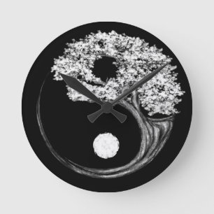 Yin Yang-Baum Runde Wanduhr