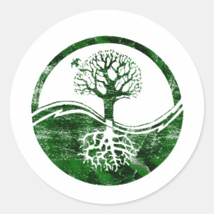 Yin Yang Baum Runder Aufkleber