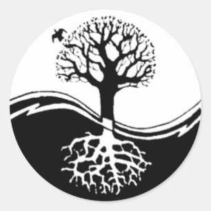 Yin Yang Baum-runder Aufkleber