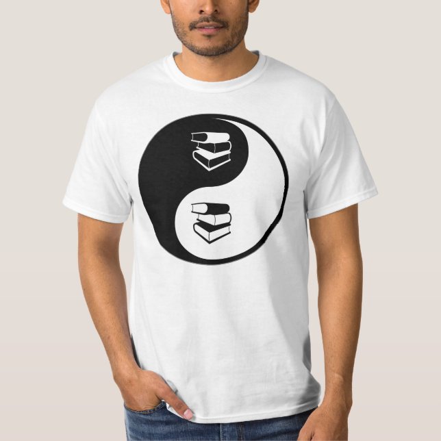 Yin Yang Bibliotheks-Arbeit T-Shirt (Vorderseite)