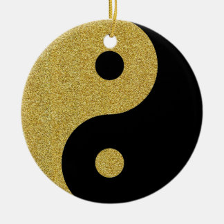 Yin Yang Black and Gold Ornament