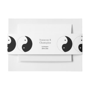 Yin Yang Black and White Hearts Design Wedding Einladungsbanderole