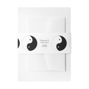Yin Yang Black and White Hearts Design Wedding Einladungsbanderole