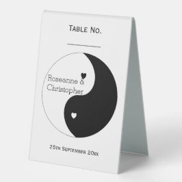Yin Yang Black and White Hearts Design Wedding Tischaufsteller