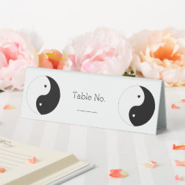 Yin Yang Black and White Hearts Wedding Tischaufsteller