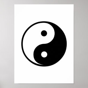 Yin Yang Black and White Illustration Template Poster