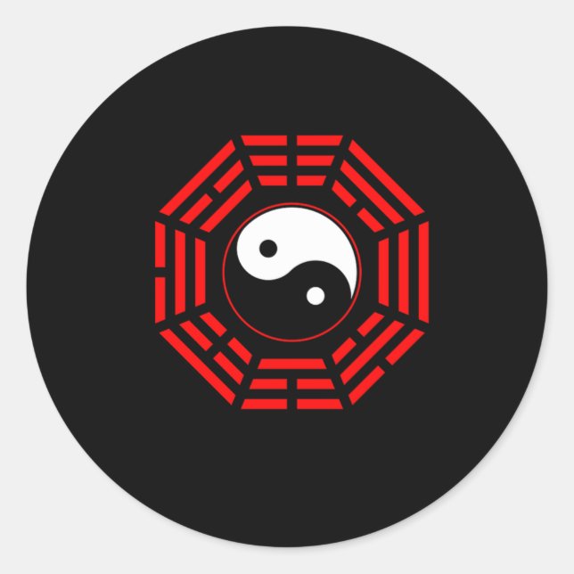 Yin Yang Black and White Red Mandala Yoga China Gi Runder Aufkleber (Vorderseite)