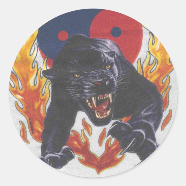 Yin & Yang Black Panther Runder Aufkleber (Vorderseite)