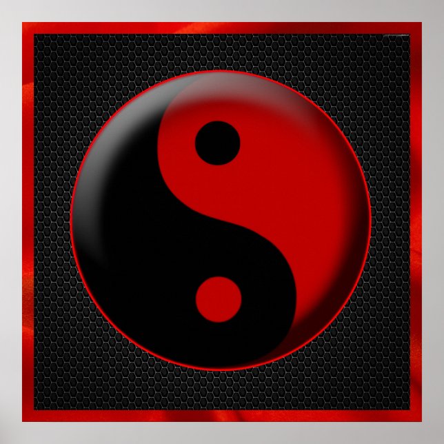 YIN YANG BLACK RED 3D POSTER (Vorne)