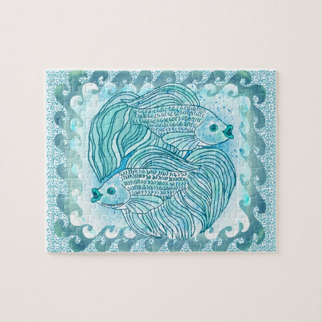 Yin Yang Blauer Koi Fisch (Horizontal)